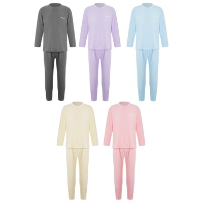 Kids Boys Girls Sleepwear T-shirt Tees Basic Top Solid Color Set Long Sleeve