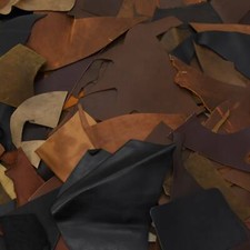 Leather Scrap Oil Tanned Cow Upcycling 1 pound Neutral Toned colors Pieces