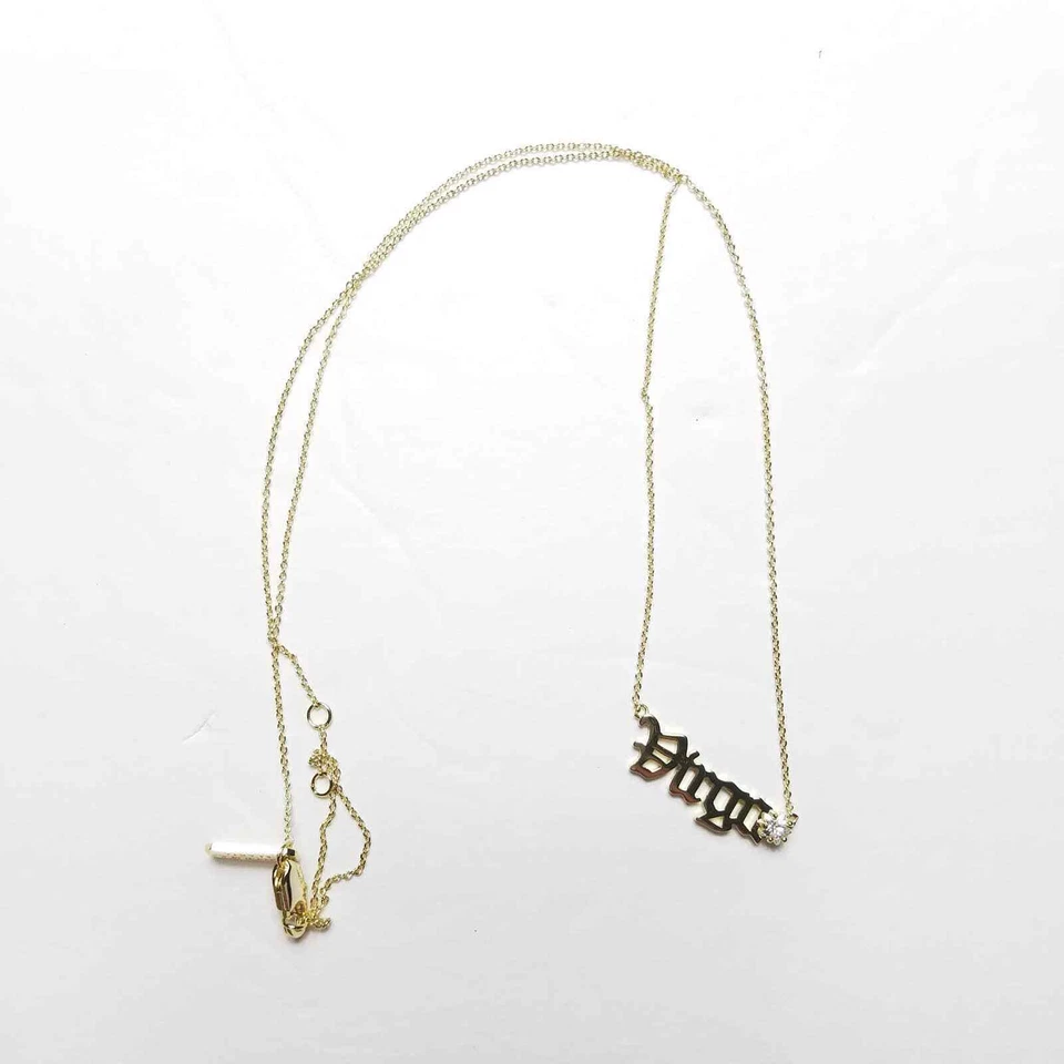 Colar pingente folheado a ouro 18K Melinda Maria Virgem zodíaco strass delicado - Imagem 2 de 4