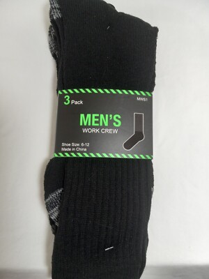Orly Three Pack Mens Work Crew Socks Fits Sizes Six To Twelve