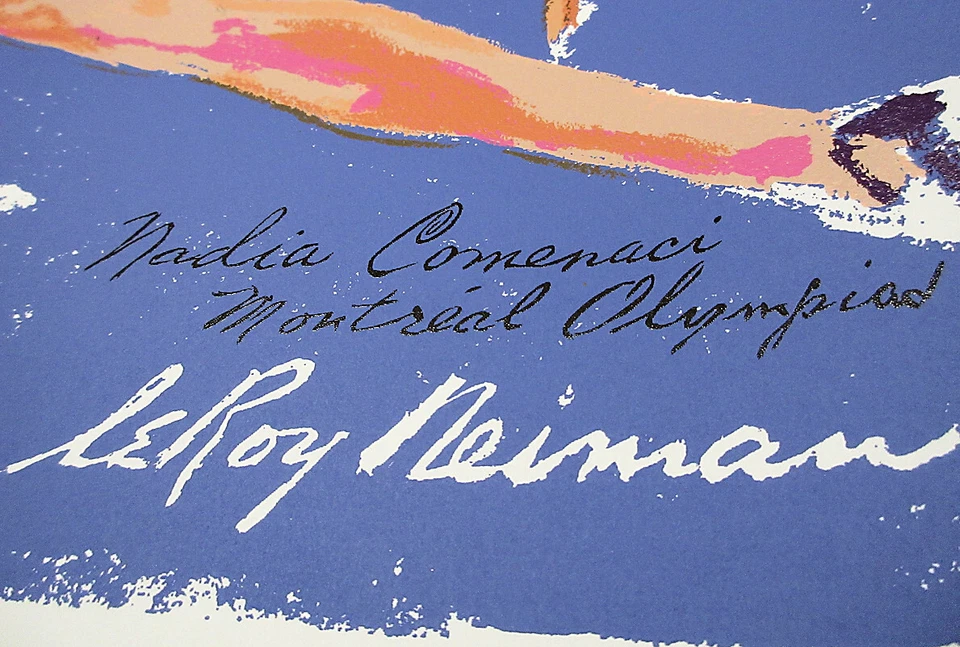 Serigrafía Original Leroy NEIMAN Olimpiadas Gimnasta Nadia 1976 30-1/2 x 17 Foto 3 de 3