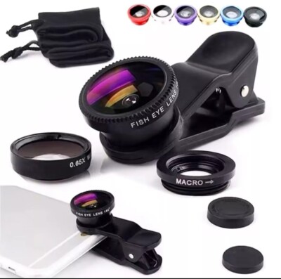 OBJEKTIX Handy Objektiv Set Smartphone Linsen Fisheye Weitwinkel Makro Kamera