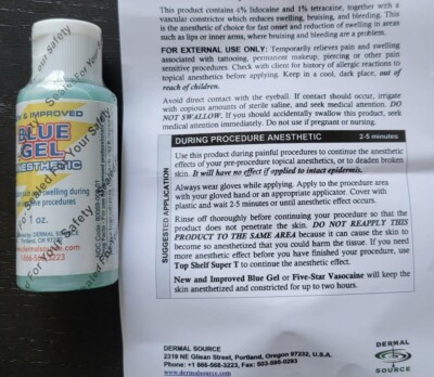Tattoo numbing blue gel during permanent makeup procedure