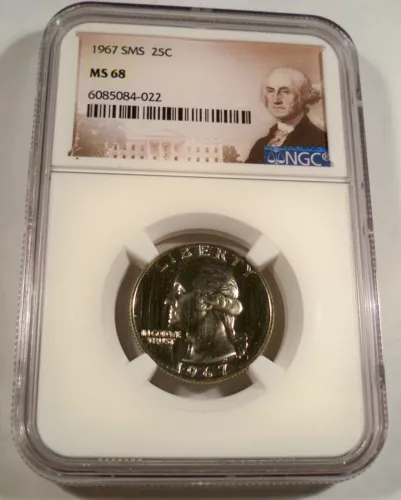 1967 NGC MS68 SMS WASHINGTON QUARTER SPECIAL MINT SET ISSUE 25c