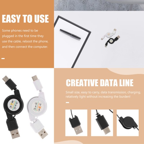 2 Pcs Telescopic Data Cable Usb Retractable Multifunctional Charging - 第 3/12 張圖片