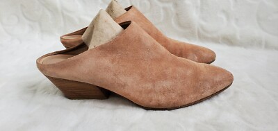 Vince Vigo Womens Salmon Pink Beige Suede Leather Mules Size EU