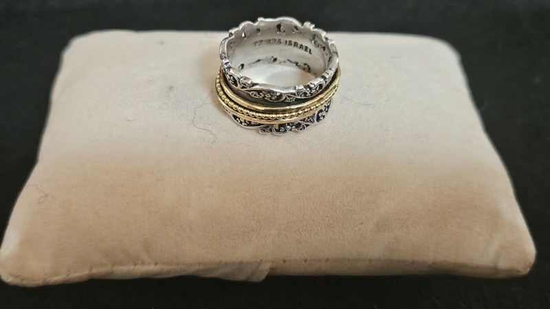 PZ ISRAEL 925 Stamped:  MODERNIST LACE SPINNER STERLING SILVER  RING SIZE 7