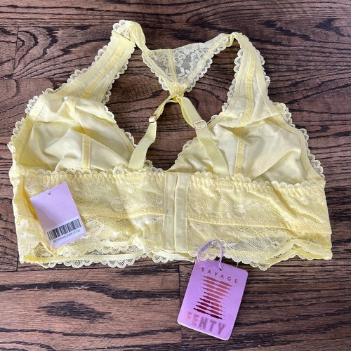 Savage X Fenty Lace Bralette Prickly Pear Yellow Bra Size 1X (38DD,40C, 40D) NWT - Picture 2 of 6