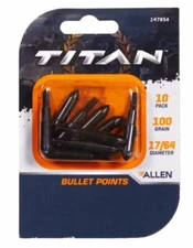 New Allen Titan Bullet Points - 10 pack - 100 Grain 17/64" for Archery Crossbow