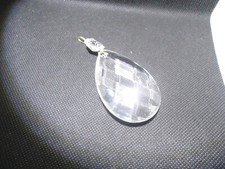 NOS VTG TEARDROP FACETED CLEAR GLASS CRYSTAL CHANDELIER PART PRISM 2.5" ITALY