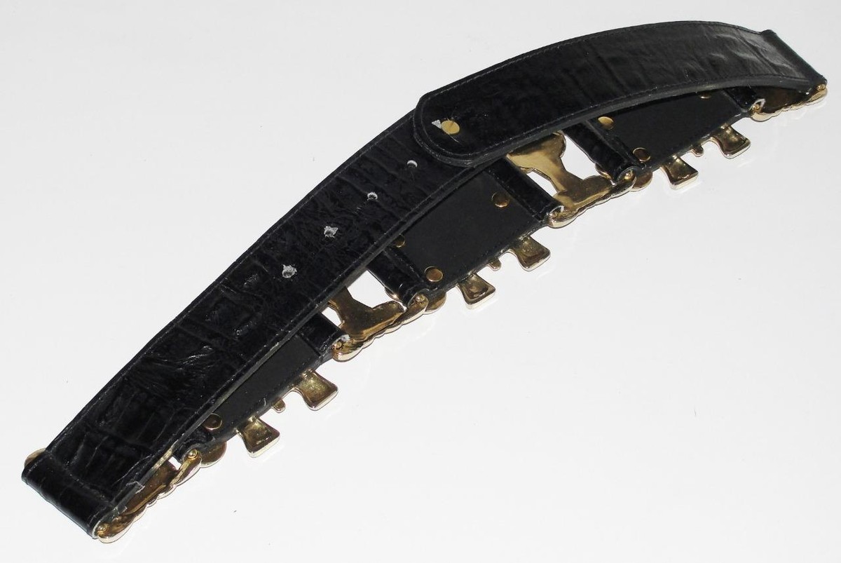 VINTAGE~CROCO EMBOSSED LEATHER *GOLD EMBELLISHED ELEPHANTS 