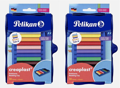 2x Pelikan Creaplast Knete in 10 Farben inkl. Universalfach für Kreativfabrik