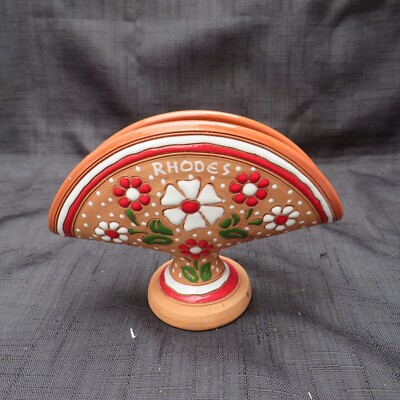 Vintage Handarbeit Spathas Rhodos griechische Keramik Terrakotta Serviettenhalter