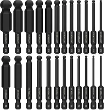 Ball End Hex Head Allen  Drill Bit Set (24PCS Metric & SAE),  1/4" Quick Release
