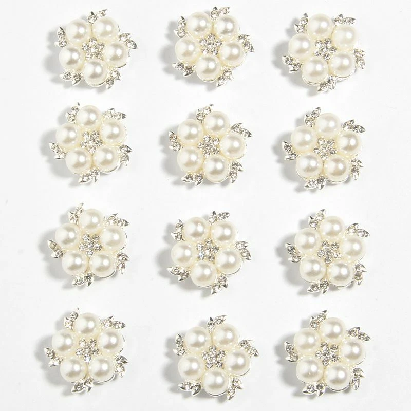 50Pcs 20mm 0.78" Flower Shank Rhinestone Buttons For Wedding Decoration Apparel - Image 2 of 4