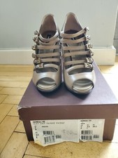 New Bally Guniga Beige Patent/leather strappy 4.5" Pumps Shoes Heels 36.5  6 