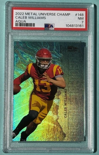 2022 Metal Universe Champions Aqua Metal Shredder Caleb Williams #148 - PSA 7 NM