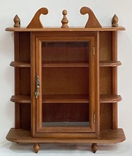 Vtg Wooden 3 Tier Curio Cabinet Showcase Display Shelfs With Glass Door Large 