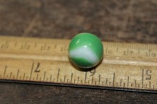 Vintage Glass Marble Kelly Green White Swirl