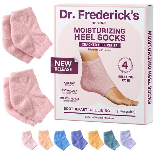 Dr. Frederick's Original feuchtigkeitsspendende flauschige Fersensocken - 2 Paar - kuscheliges Gel - L...
