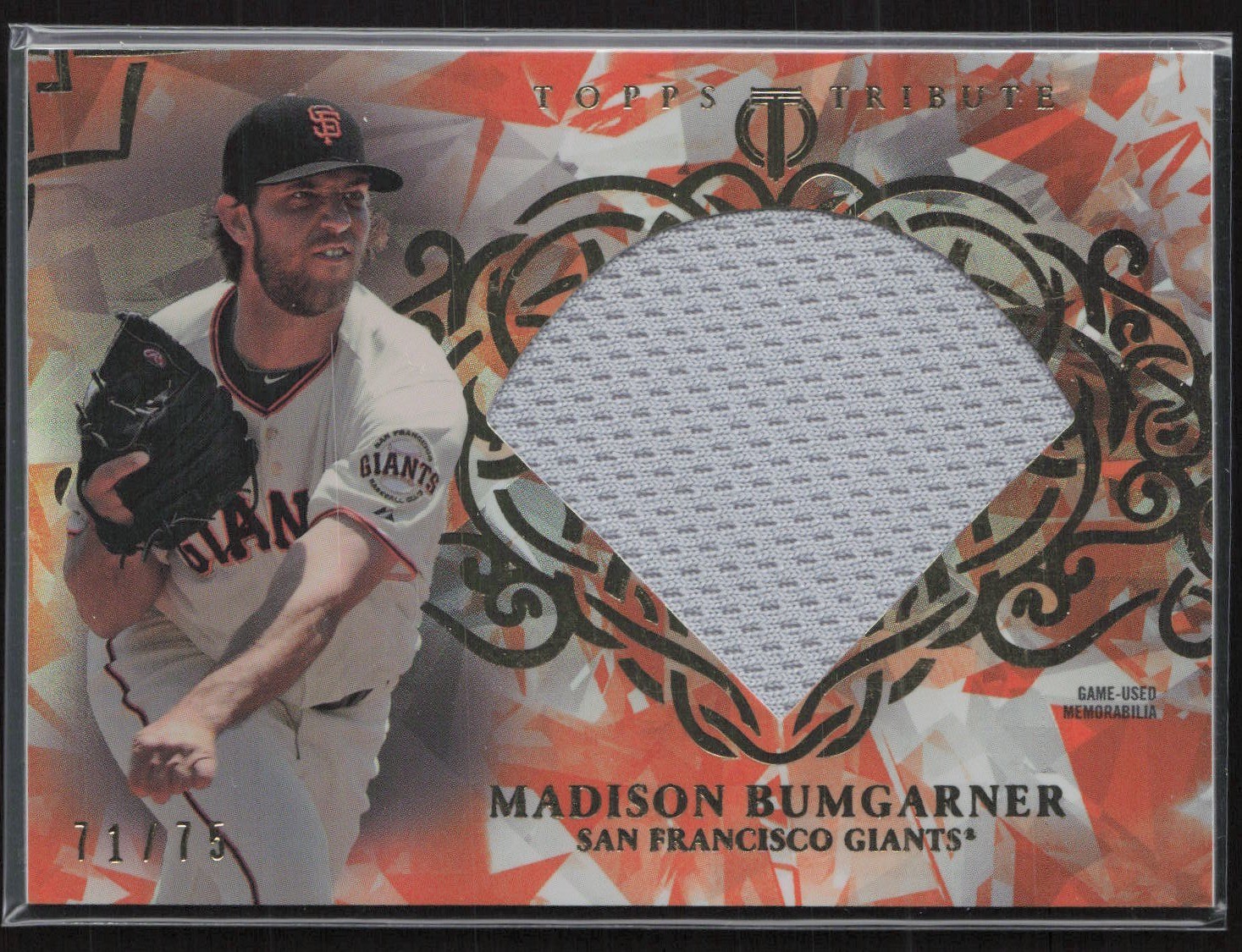 2015 Topps Tribute #DC-MB Madison Bumgarner Diamond Cuts Relics Orange #/75