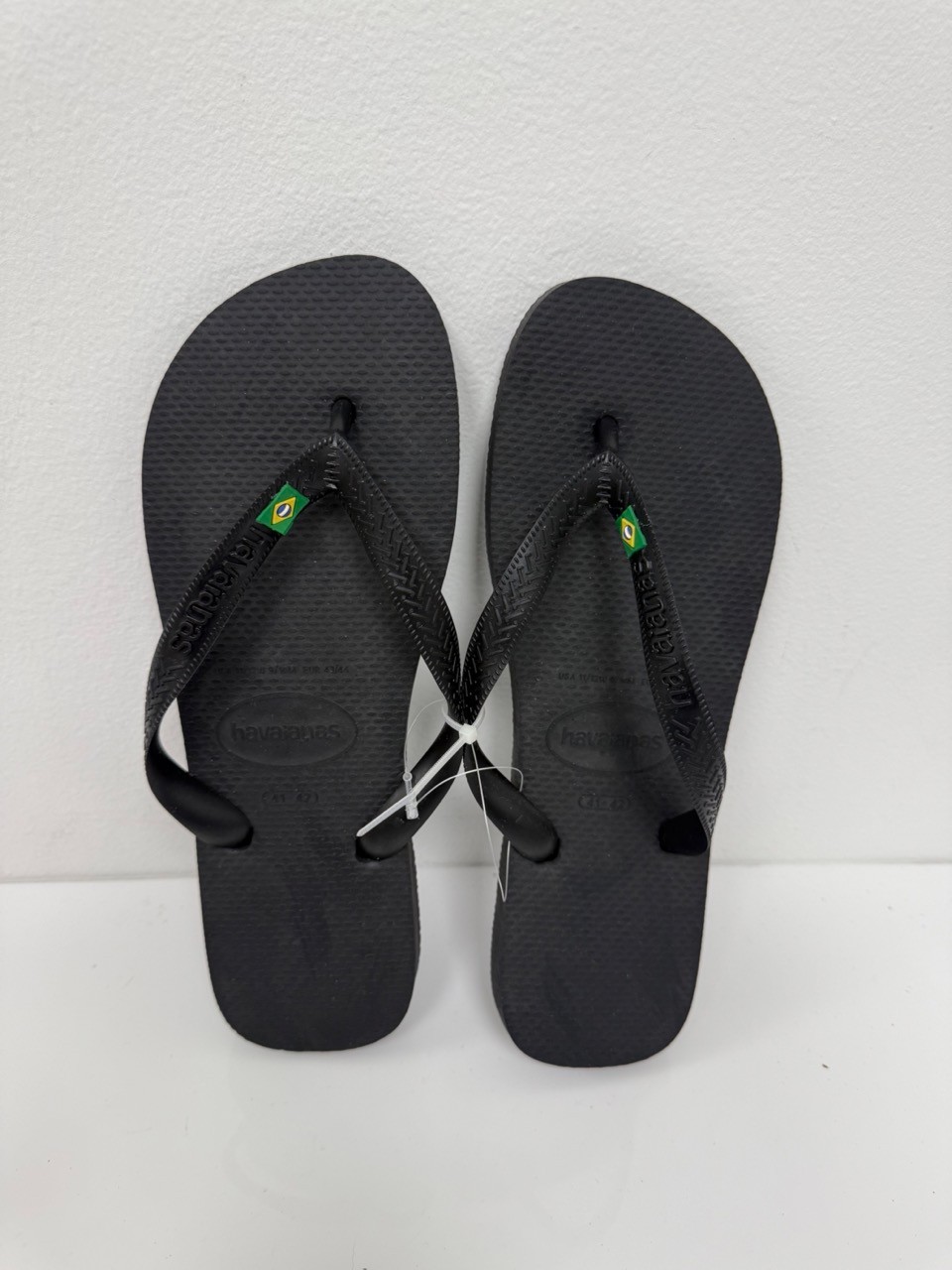 Havaianas Flip Flops Unisex Brazil Flag Black Size 11/12 W and 9/10 M