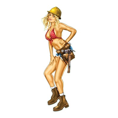 Aufkleber Sexy Handwerkerin Pin Up Girl 20x6cm Sexy Hard Hat Babe Decal Blondine