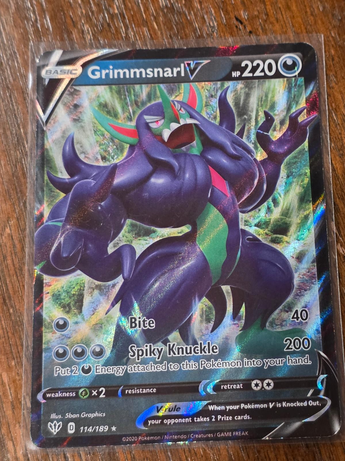 GRIMMSNARL V 114/189 Holo V Rare Darkness Ablaze Pokemon Moderately Played