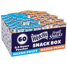 Welch's Fruit Snacks, Mixed Fruit Mango Peach, Gluten Free, 0.8oz Pack of 60