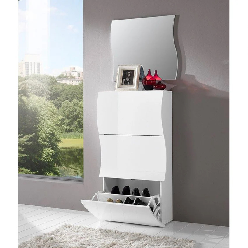 Meuble chaussure Onda 3 portes idéal pour optimiser un couloir étroit