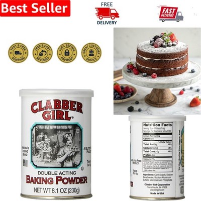 Gluten Free Double Acting Baking Powder, 8.1 Oz Canister - Clabber Girl