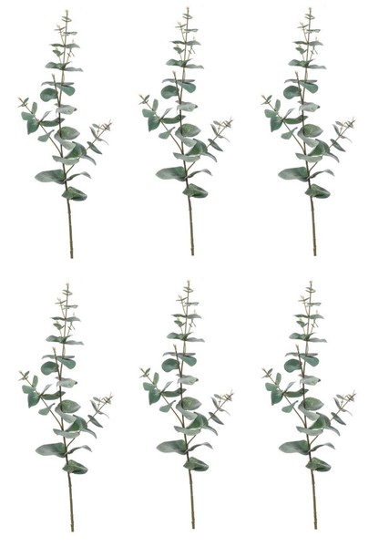 6Er Set KüNstliche Eucalyptus BläTterzweige H. 68Cm GrüN Emerald Kunstblumen-image
