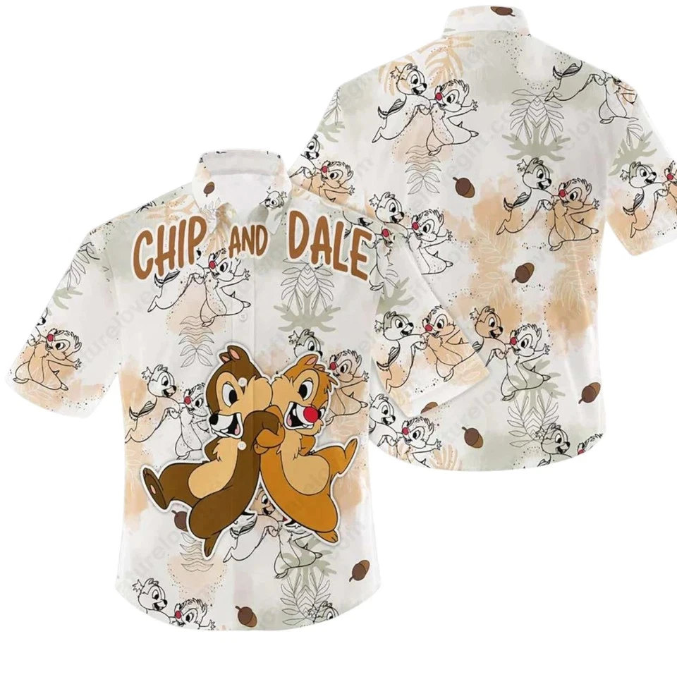 Disney Chip And Dale Dancing Aloha Pattern Hawaiian Shirt