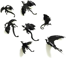 Honbay PVC 3D Dragon Decorative Wall Decals Stickers for Home Black 
