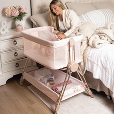 Baby Bedside Sleeper - Bassinet  Bedside Crib with Height Adjustment  Wheel...