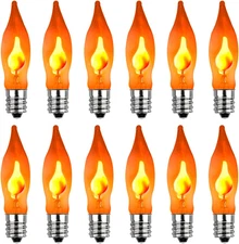 Halloween Flicker Flame Light Bulbs, 12 Pack C7 Orange Flickering Light Bulb, 1W