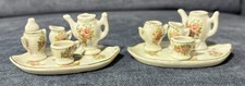Two Vtg Miniature 7pc Porcelain Tea Set Occupied in Japan Gold Trim c. 1945-1952
