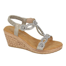 Women's Cipriata Sandals Elasticated Jewelled Sling Back Summer Wedge Sandal