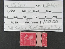 nystamps US Errors, Freak,Oddities Stamp Mint OG NH Gutter Snap 100 $ O23x002