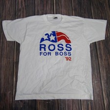 Vintage Ross Perot For Boss Shirt Mens XL White 1992 Political Campaign 90s