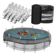 24 Feet Round Leaf Net Cover for Above Ground Pool, 26.2 X 26.2FT(square) black