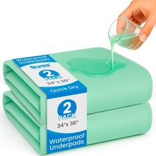 2 Pack Washable Waterproof Bed Pad Incontinence Mattress Protector 34x36
