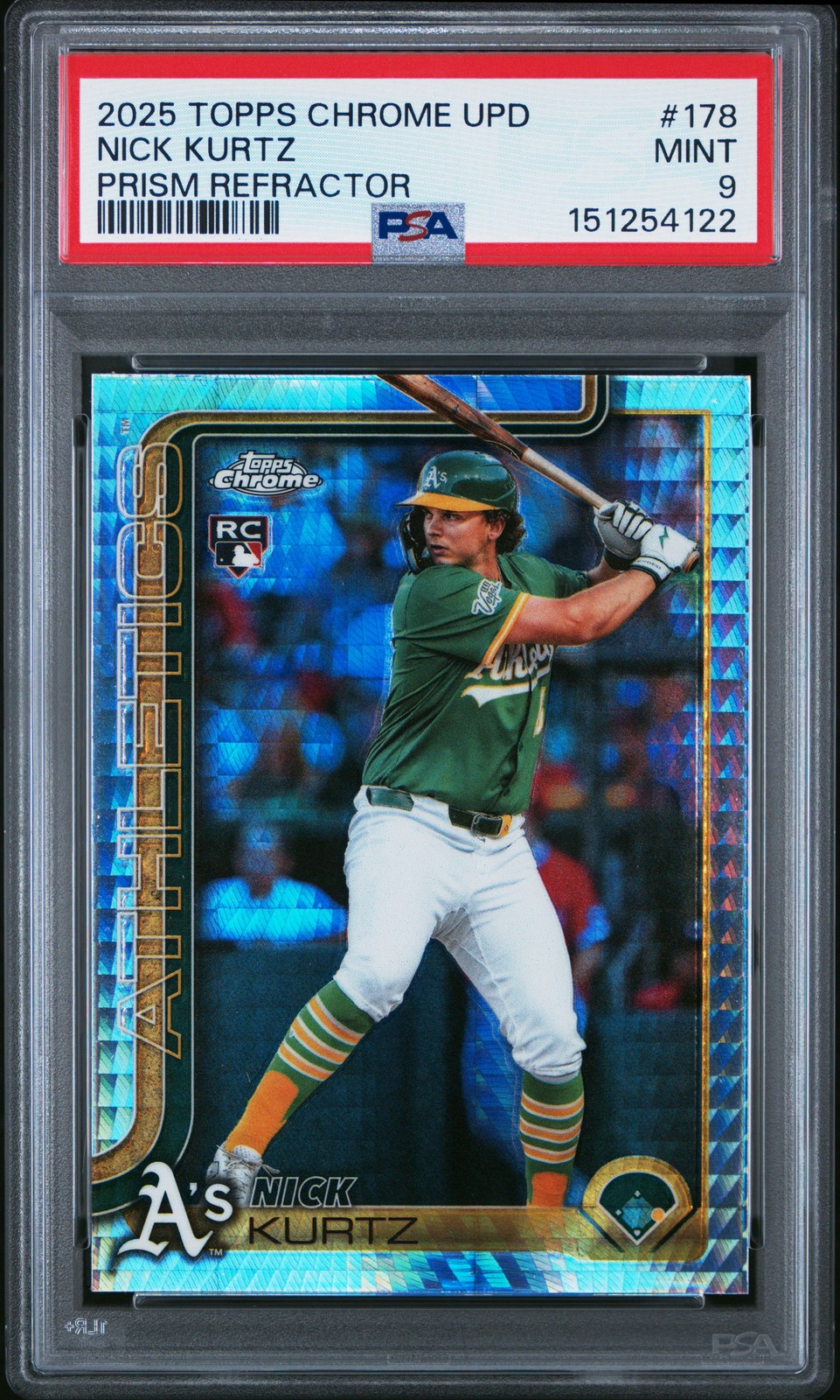 2025 TOPPS CHROME UPDATE PRISM REFRACTOR #178 NICK KURTZ PSA 9