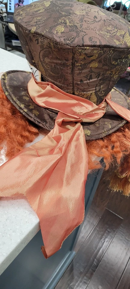 Disney Mad Hatter Top Hat Costume Size Adjuster L  Alice in Wonderland w/scarf - Image 3 of 4