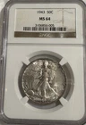 1943-P Walking Liberty Half Dollar NGC MS64 Old Fatty Holder
