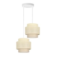 Pendelleuchte Esszimmer Stoff Weiß Ecru E27 Ø 30 Cm HäNgelampe Wohnzimmer Flur