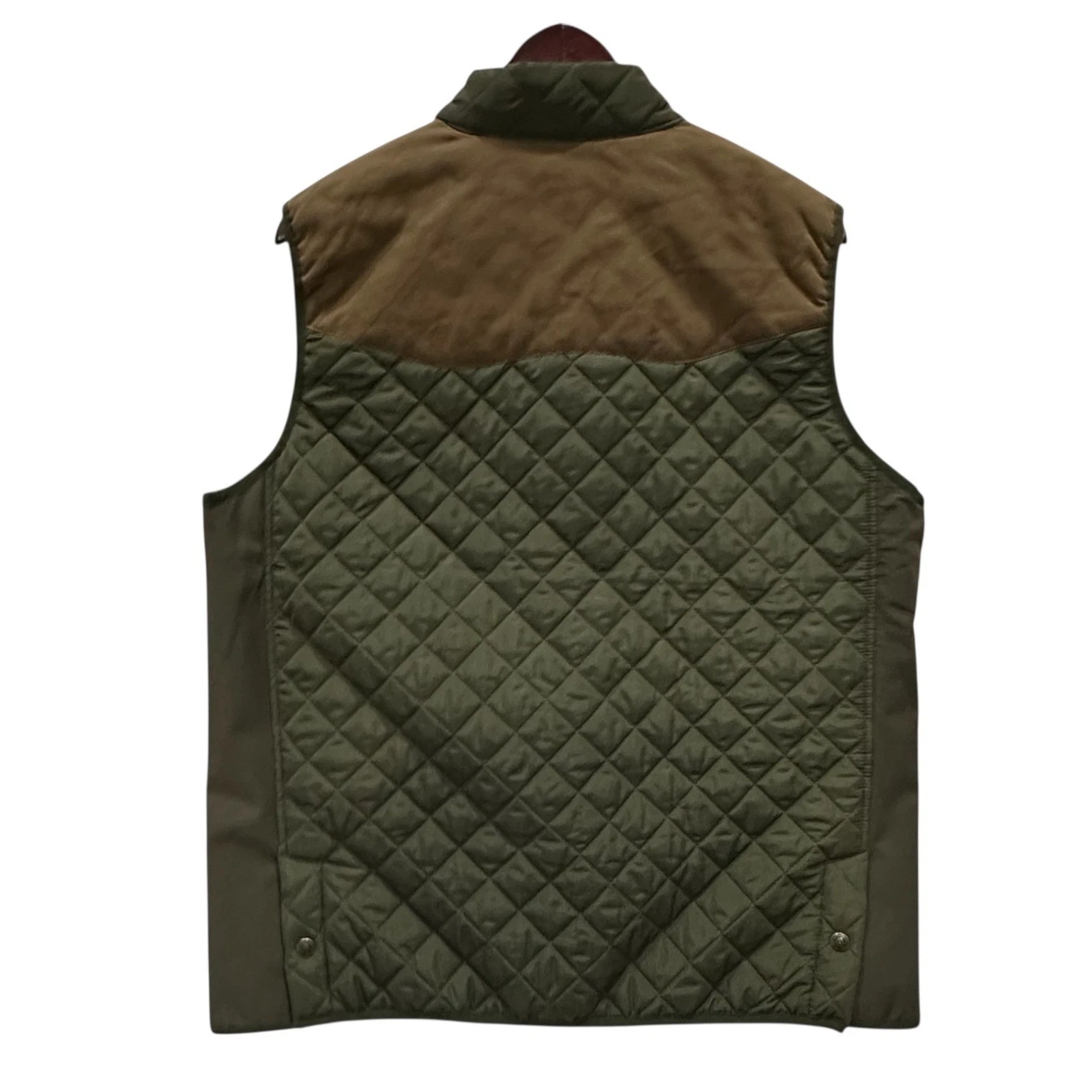 King Ranch Mens Quilted Vest Olive Green Brown Large Diamond Full Zip western image 2