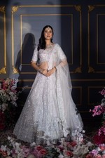 Attractive Faux Georgette White Lehenga Choli With Dupatta For Festival Wear