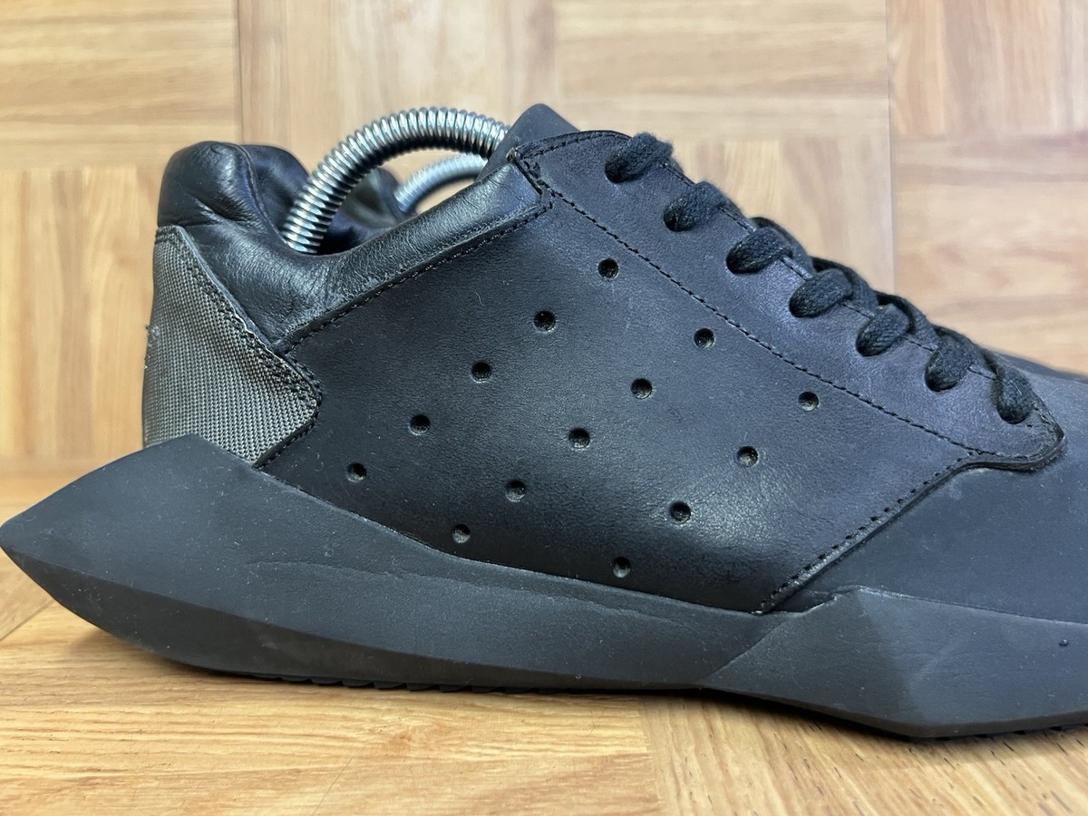 RARE Sz 7.5 - Adidas x Rick Owens Tech Runner Triple Black Leather