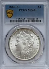 1884‑CC Morgan Silver Dollar $1  PCGS MS65+ Gold Shield Holder Carson City Nice